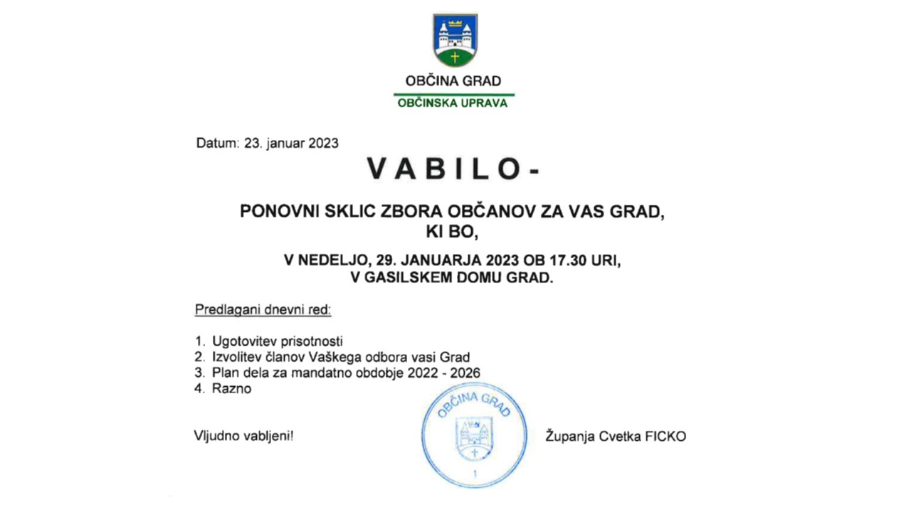 VAS GRAD - PONOVNI SKLIC